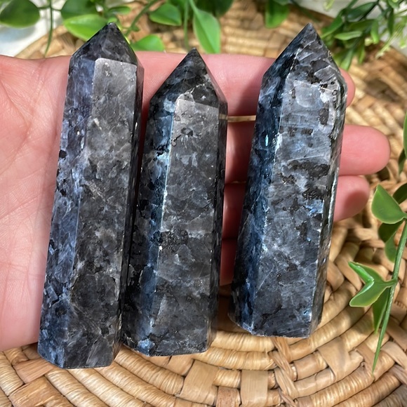 Larvikite Tower Crystal Gemstone Point Black Flash - Picture 3 of 13